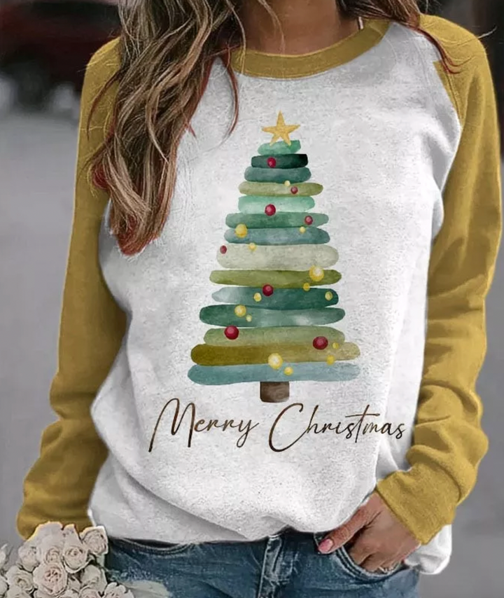 Jul Sweatshirt | Långärmad | Julgran | Jul Pullover | Damtröja