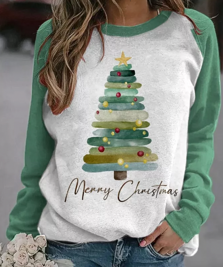Jul Sweatshirt | Långärmad | Julgran | Jul Pullover | Damtröja