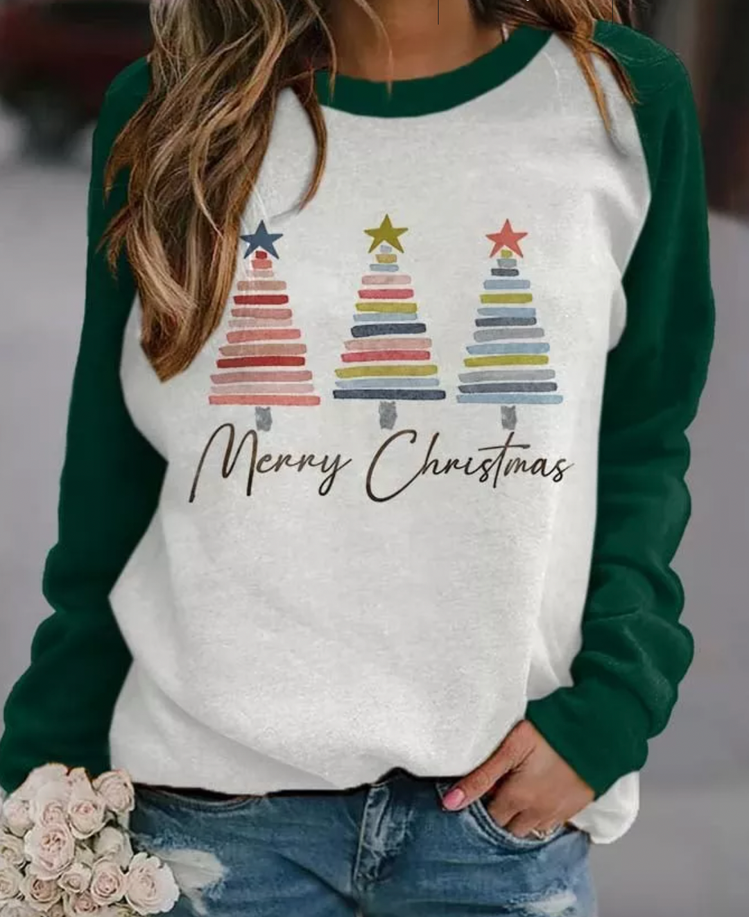 Jul Sweatshirt - Rund hals - Långärmad - Jul Pullover - Damkläder