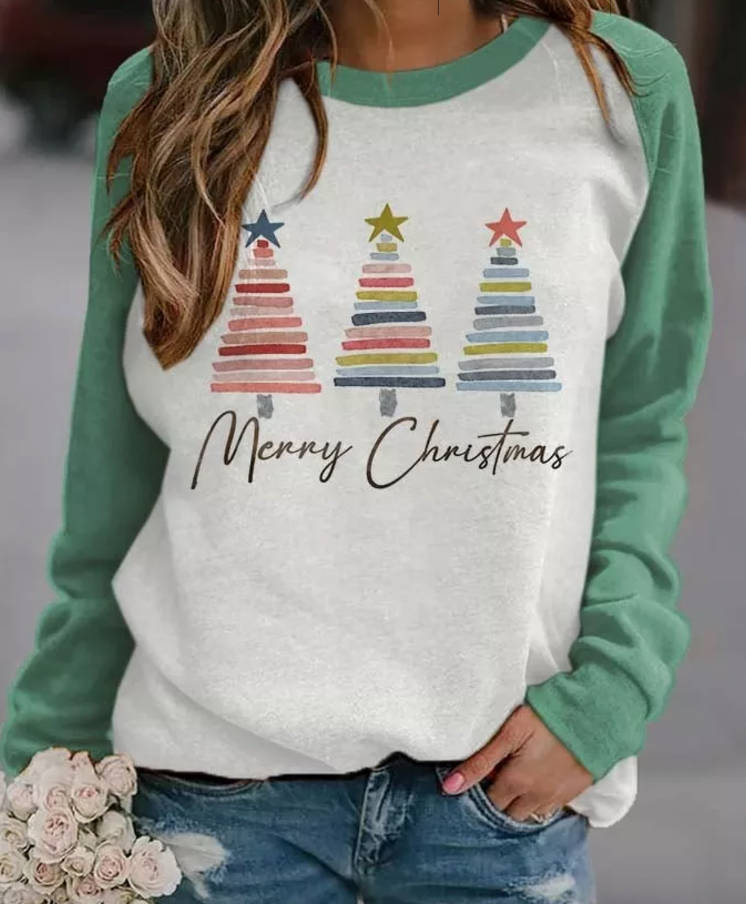 Jul Sweatshirt - Rund hals - Långärmad - Jul Pullover - Damkläder