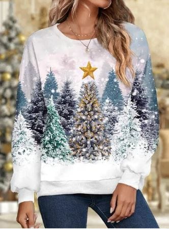 Jul Sweatshirt | Sparkly | Långärmad | Jul Pullover | Damkläder