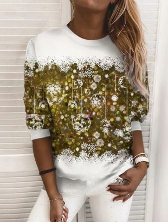 Jul Sweatshirt | Sparkly | Långärmad | Jul Pullover | Damkläder