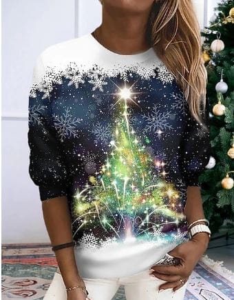 Jul Sweatshirt | Sparkly | Långärmad | Jul Pullover | Damkläder