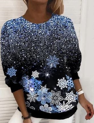 Jul Sweatshirt | Sparkly | Långärmad | Jul Pullover | Damkläder
