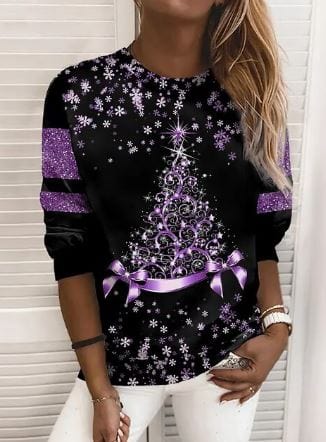 Jul Sweatshirt | Sparkly | Långärmad | Jul Pullover | Damkläder