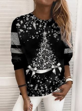 Jul Sweatshirt | Sparkly | Långärmad | Jul Pullover | Damkläder
