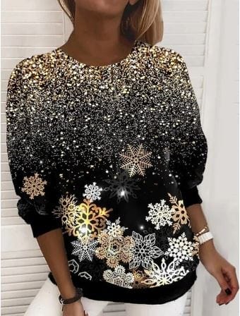 Jul Sweatshirt | Sparkly | Långärmad | Jul Pullover | Damkläder