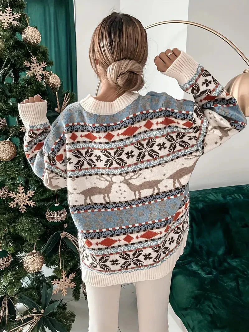 Jultröja - Överdimensionerad stickad jultröja med rund halsringning