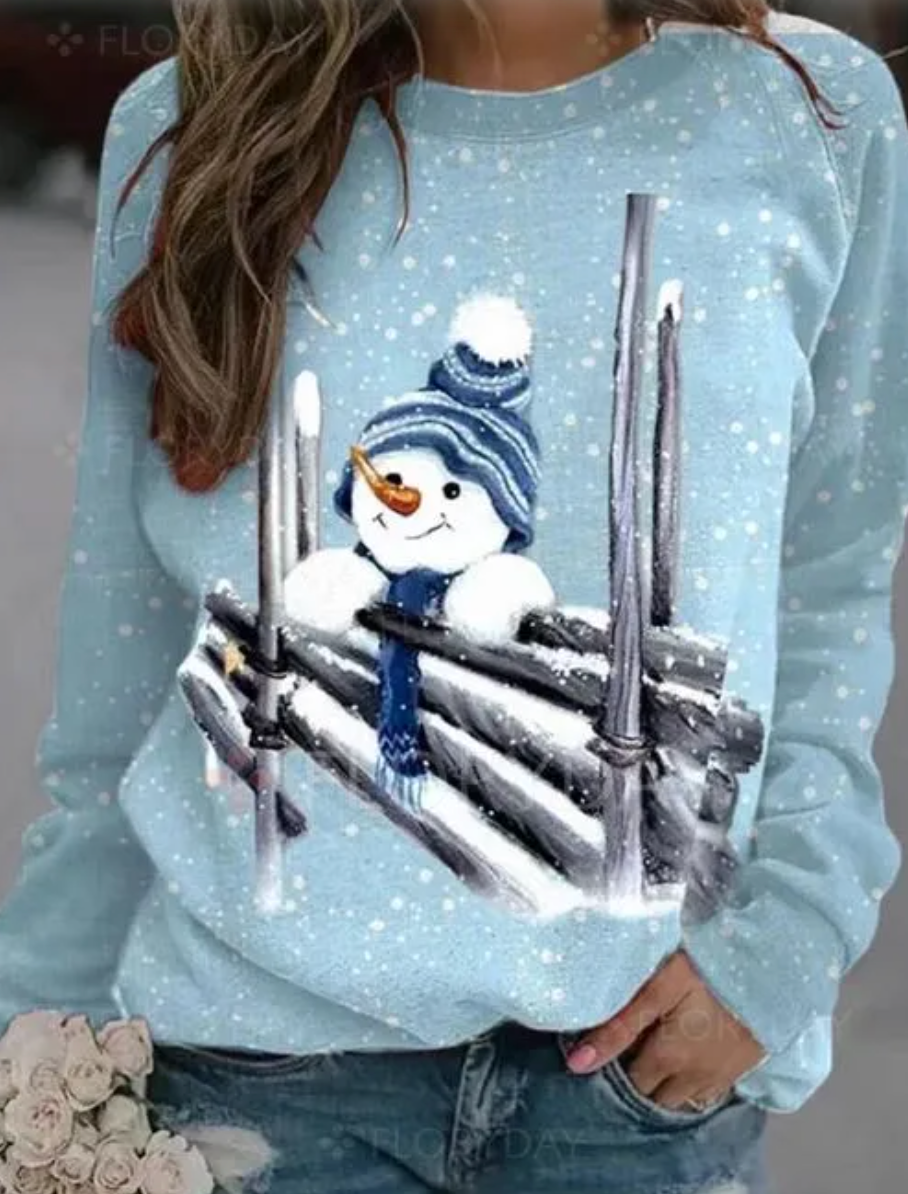 Jultröja - Snögubbe - Loose Fit - Roliga jultröjor - Damtröja
