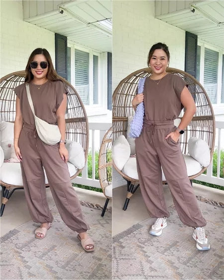 Jumpsuit | Casual | Kortärmad | Joggingoverall | Jumpsuit för damer