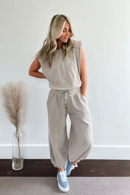 Jumpsuit | Casual | Kortärmad | Joggingoverall | Jumpsuit för damer