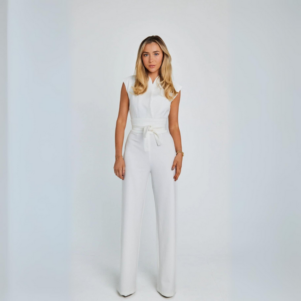 Jumpsuit - Elegant - Midja med knytband - Jumpsuit med vida ben - Ärmlös jumpsuit för kvinnor