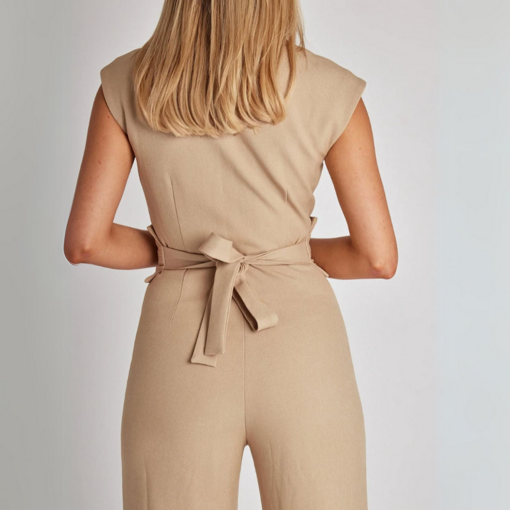 Jumpsuit - Elegant - Midja med knytband - Jumpsuit med vida ben - Ärmlös jumpsuit för kvinnor
