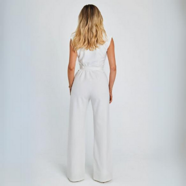 Jumpsuit - Elegant - Midja med knytband - Jumpsuit med vida ben - Ärmlös jumpsuit för kvinnor