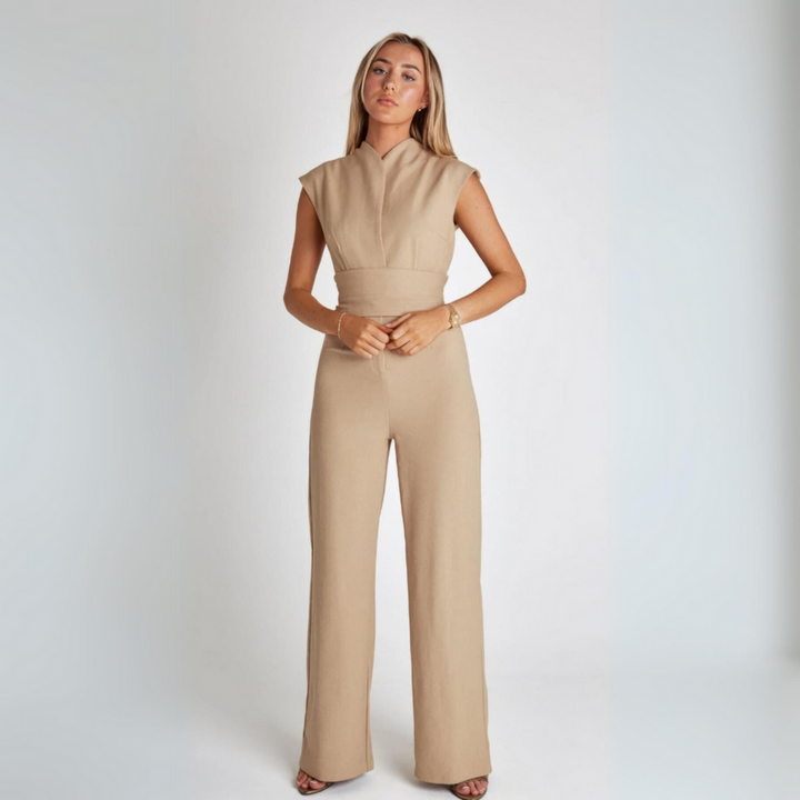 Jumpsuit - Elegant - Midja med knytband - Jumpsuit med vida ben - Ärmlös jumpsuit för kvinnor