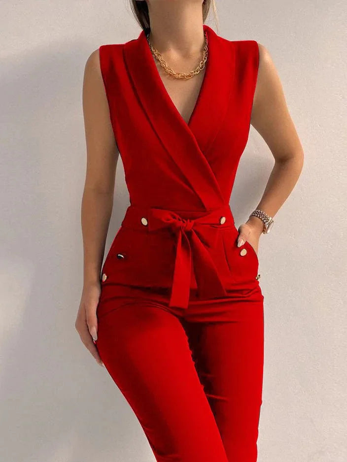 Jumpsuit - V-hals - Ärmlös - Elegant jumpsuit - Formell jumpsuit för kvinnor
