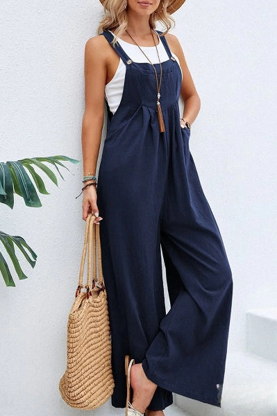 Jumpsuit med vida ben | Ärmlös | Löst sittande | Overall | Jumpsuit för kvinnor