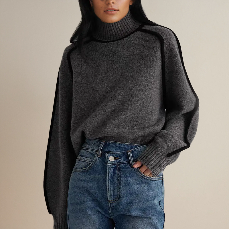 Kashmirtröja | Hög hals | Loose Fit | Turtleneck-tröja | Damstickat
