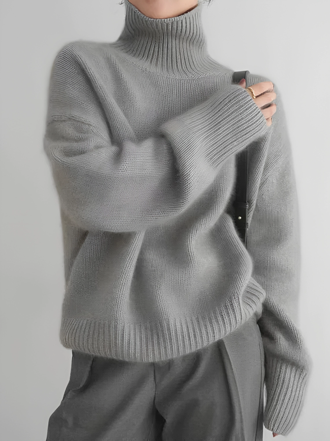 Kashmirtröja - Turtleneck - Oversized - Stickad tröja - Damstickat