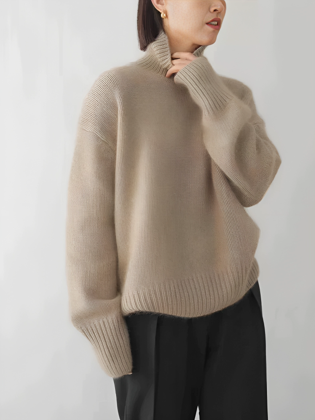 Kashmirtröja - Turtleneck - Oversized - Stickad tröja - Damstickat