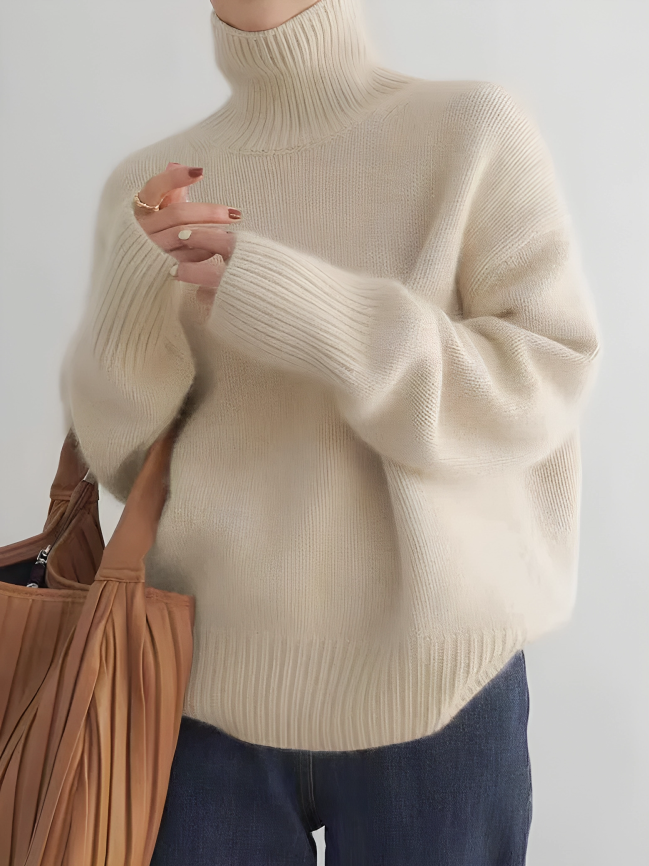 Kashmirtröja - Turtleneck - Oversized - Stickad tröja - Damstickat