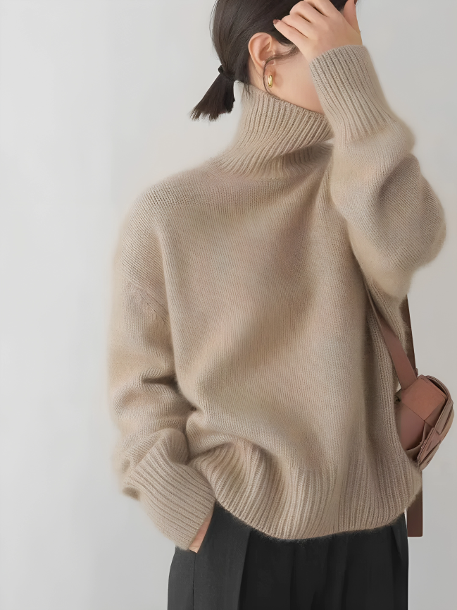 Kashmirtröja - Turtleneck - Oversized - Stickad tröja - Damstickat