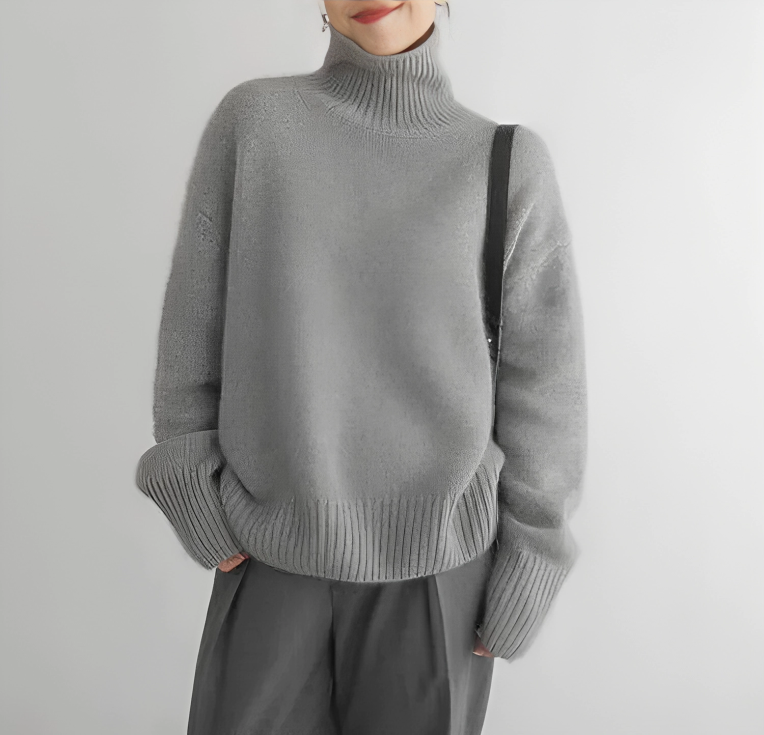 Kashmirtröja - Turtleneck - Oversized - Stickad tröja - Damstickat
