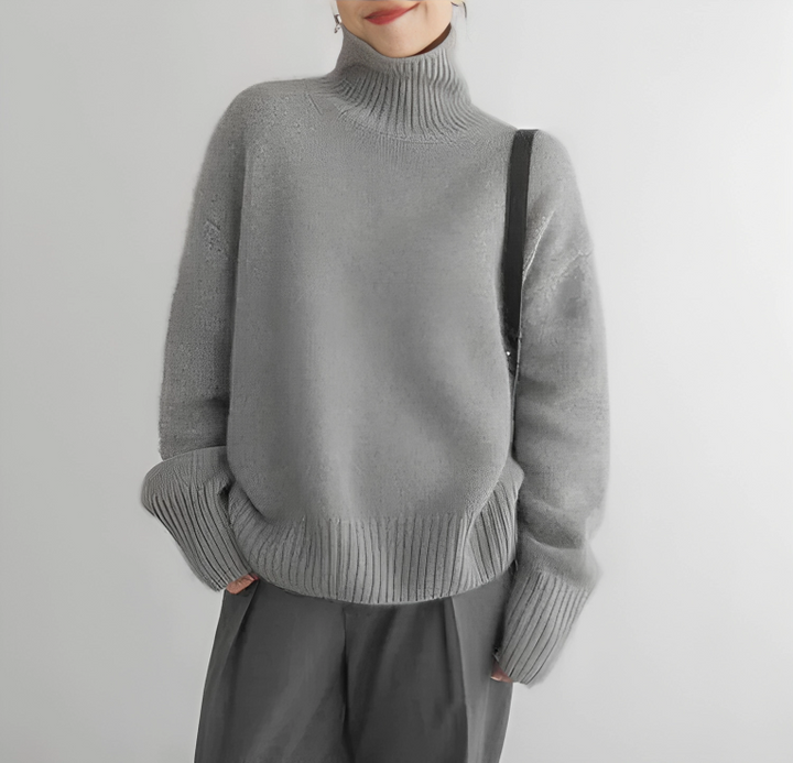 Kashmirtröja - Turtleneck - Oversized - Stickad tröja - Damstickat