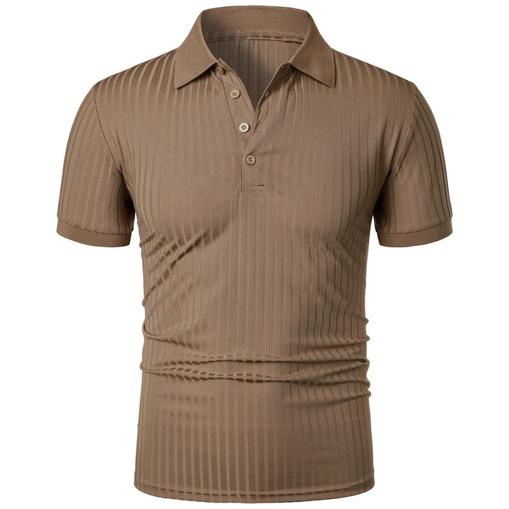 Herrens Slim Fit Stickad Polotröja med Kort Ärm
