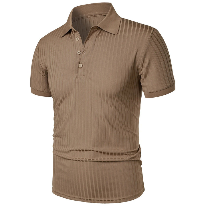 Herrens Slim Fit Stickad Polotröja med Kort Ärm