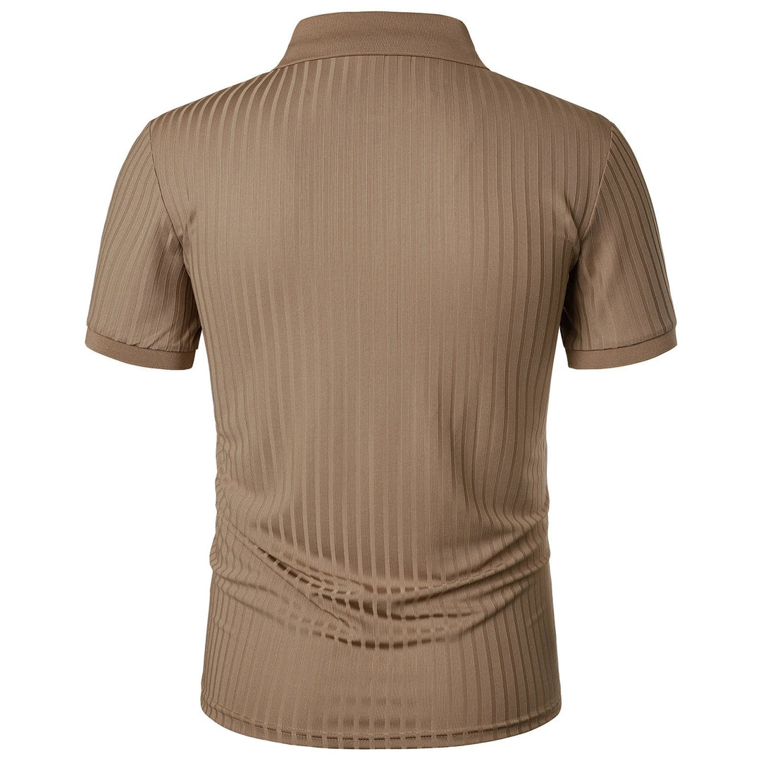 Herrens Slim Fit Stickad Polotröja med Kort Ärm