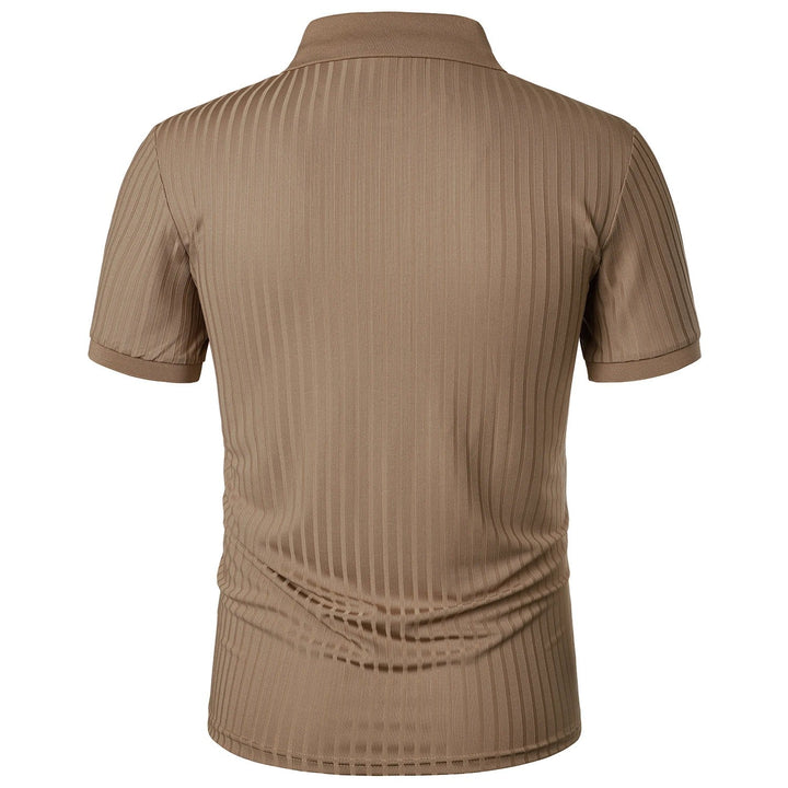 Herrens Slim Fit Stickad Polotröja med Kort Ärm