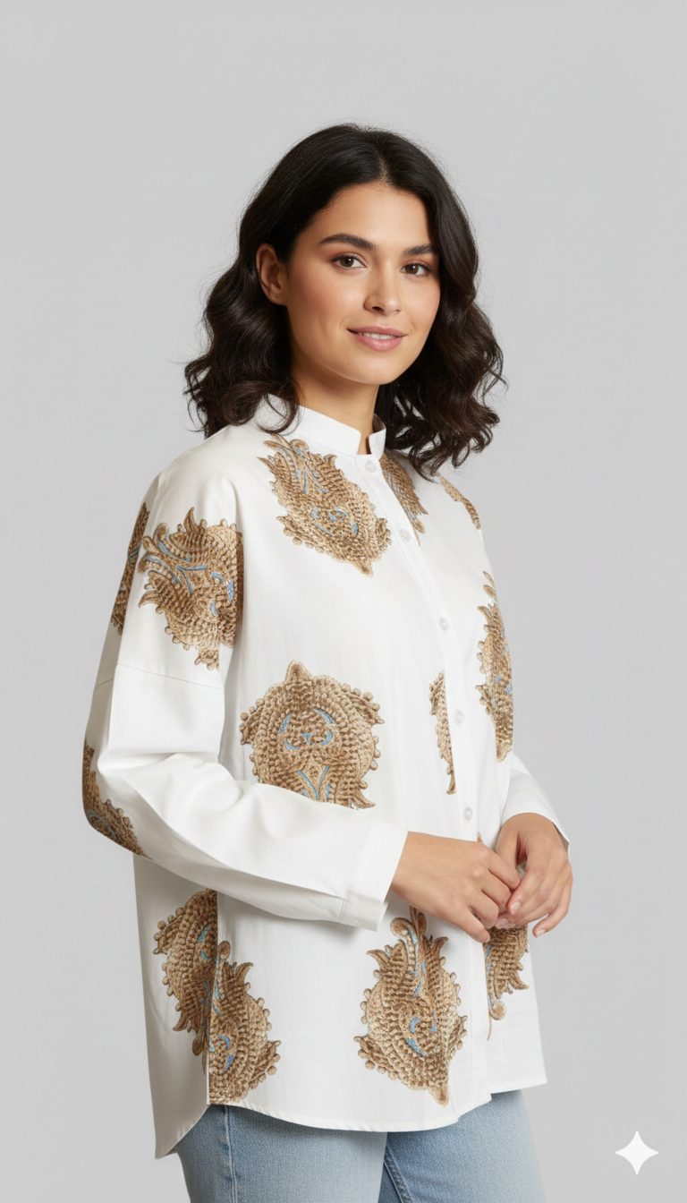 Knäppblus - Oversized - Långärmad - Bohoblus - Sommartoppar för kvinnor