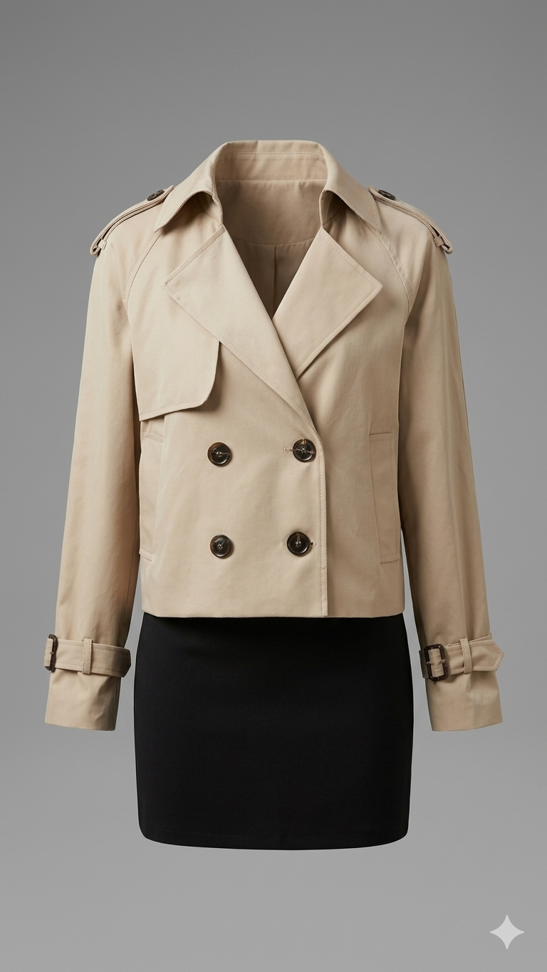 Kort Trench Coat - Bälte - Dubbelknäppt - Beige Trench Coat - Trench Coat Dam