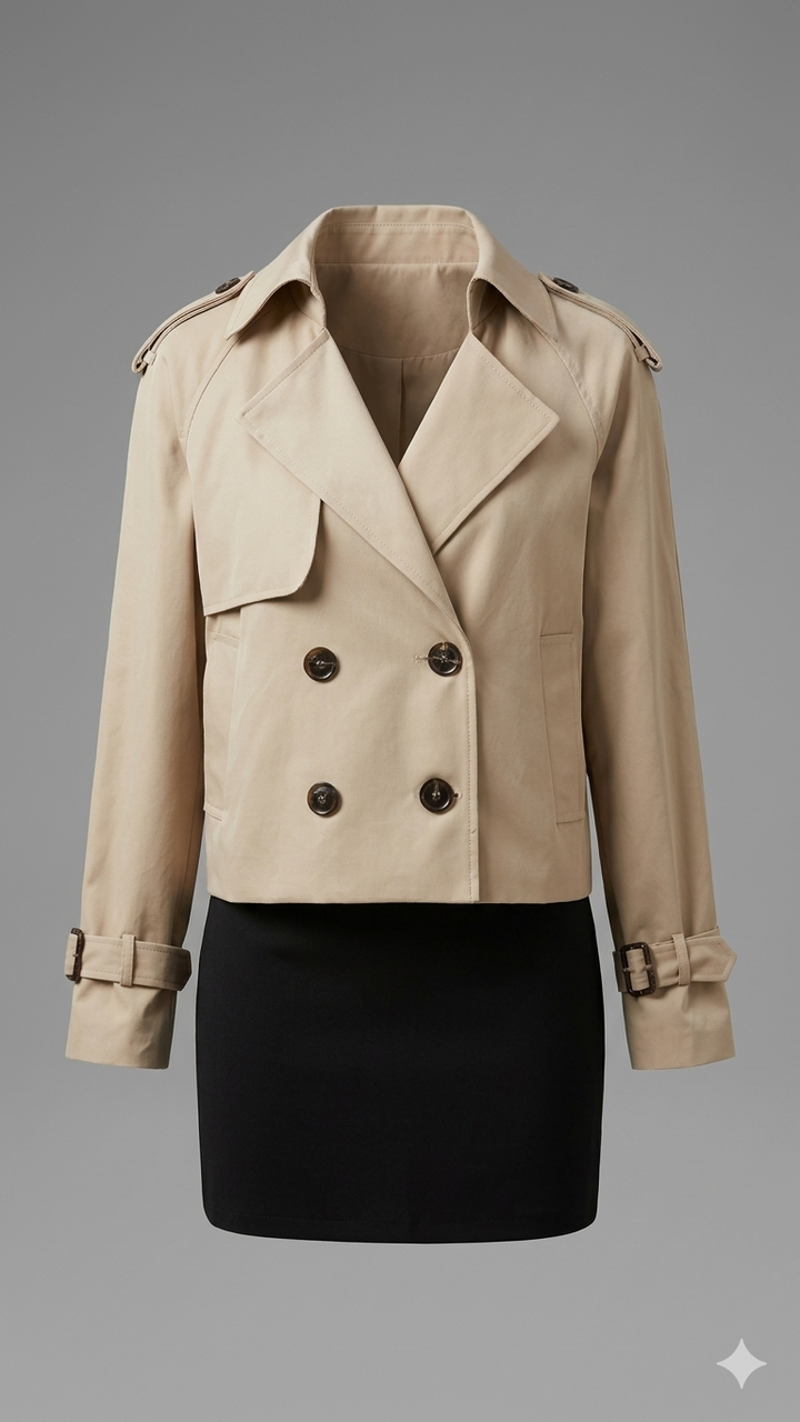 Kort Trench Coat - Bälte - Dubbelknäppt - Beige Trench Coat - Trench Coat Dam