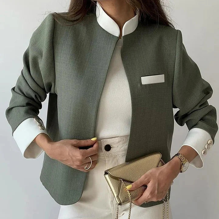Kostymset för kvinnor | hög midja | vida ben | tvådelat set | blazer och byxor