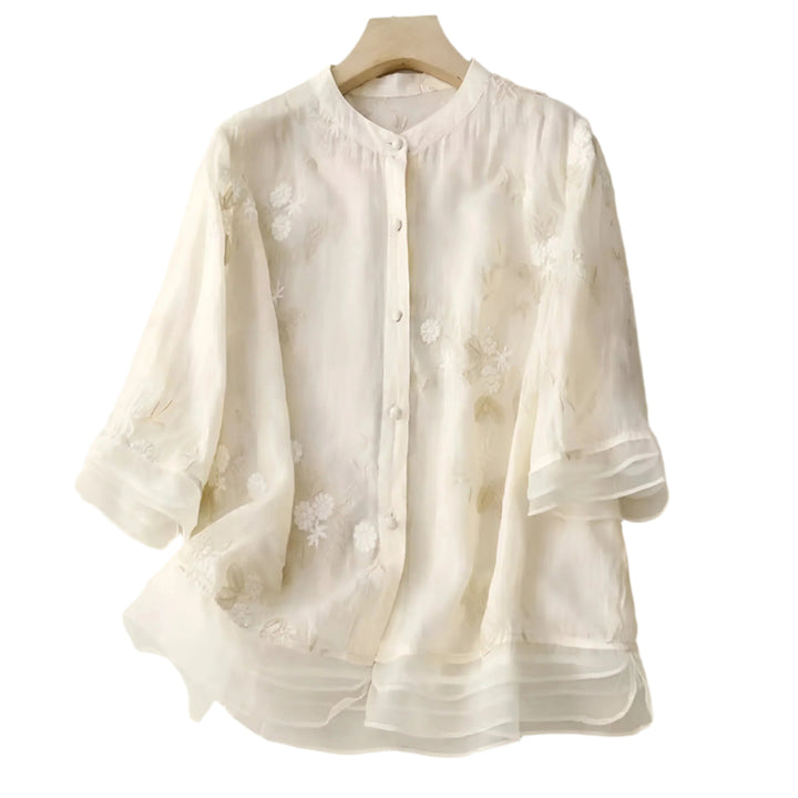 Kvinno Blus i Lättviktsbomull med Elegant Design
