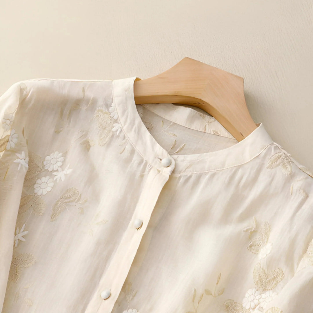 Kvinno Blus i Lättviktsbomull med Elegant Design