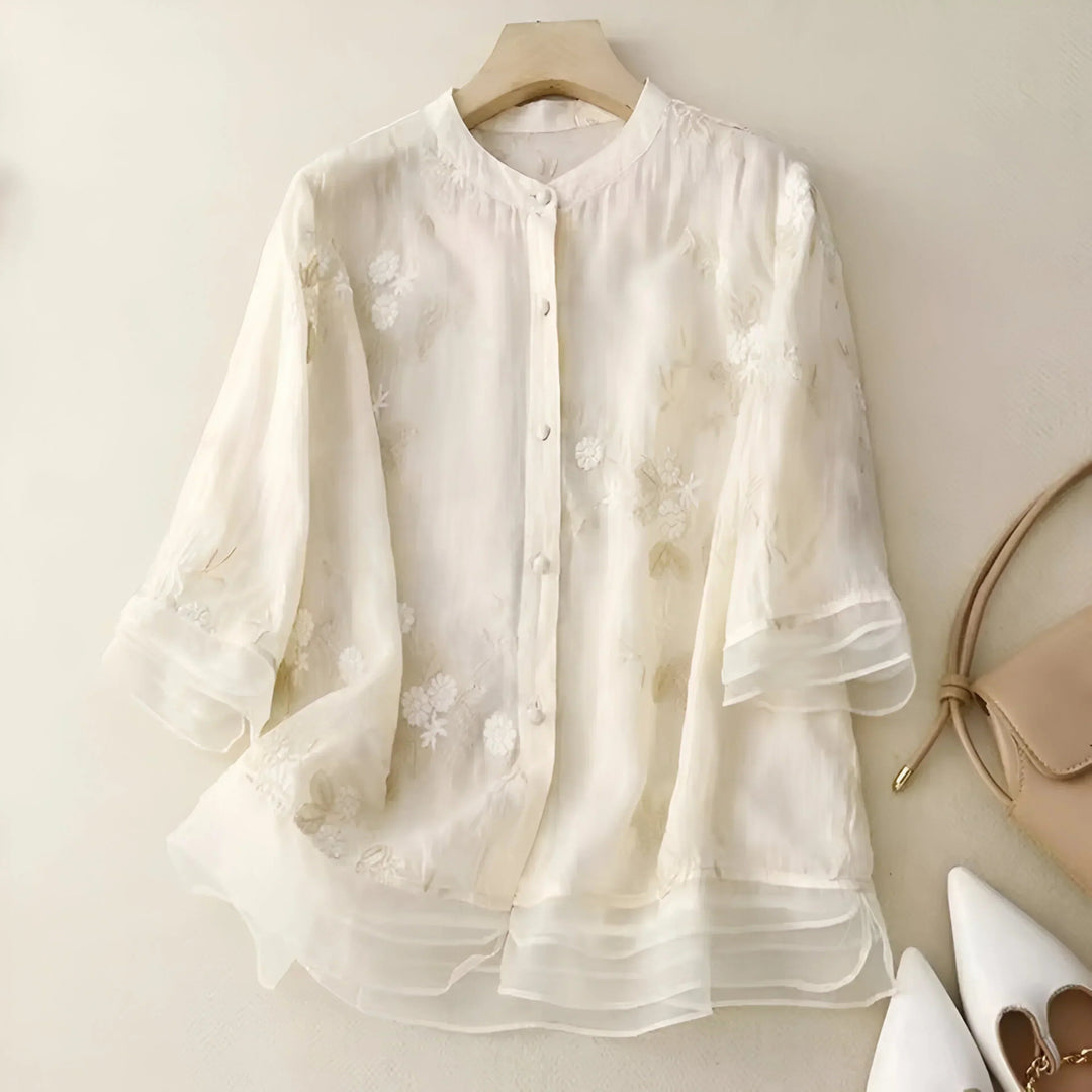Kvinno Blus i Lättviktsbomull med Elegant Design