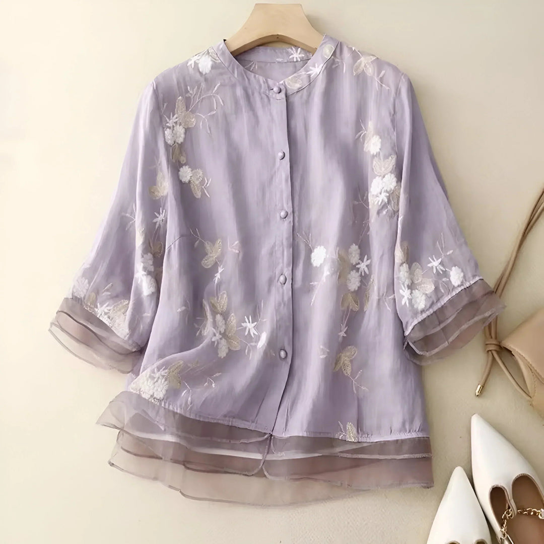 Kvinno Blus i Lättviktsbomull med Elegant Design