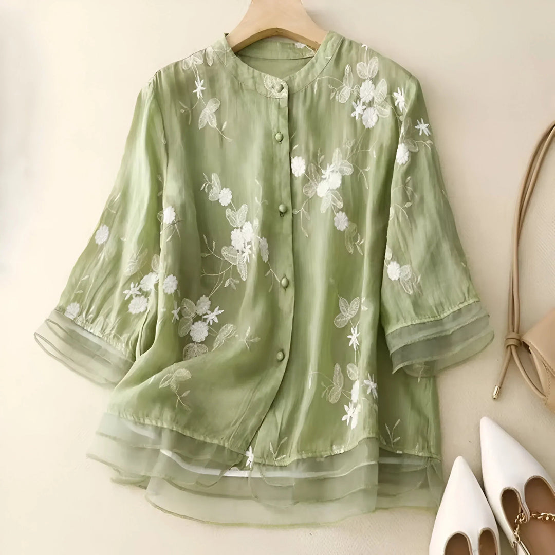 Kvinno Blus i Lättviktsbomull med Elegant Design