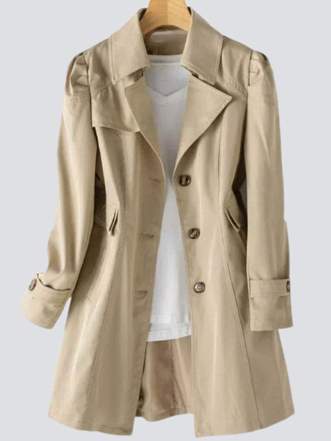 Kvinnors Beige Trenchcoat med Modern Design