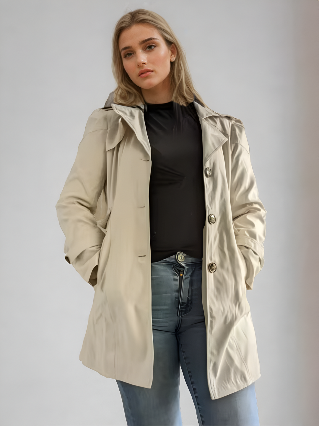 Kvinnors Beige Trenchcoat med Modern Design