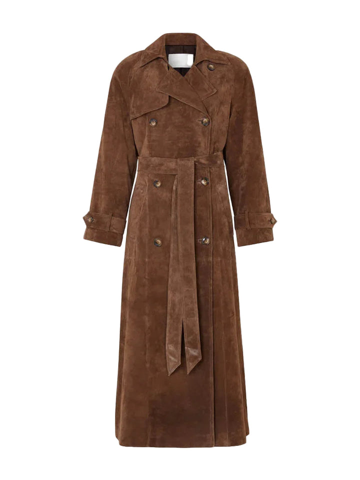 Kvinnors Longline Trench Coat i Brun för Höst & Vinter
