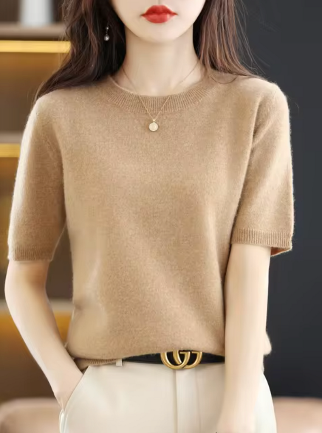 Kvinnors Kortärmad Pullover