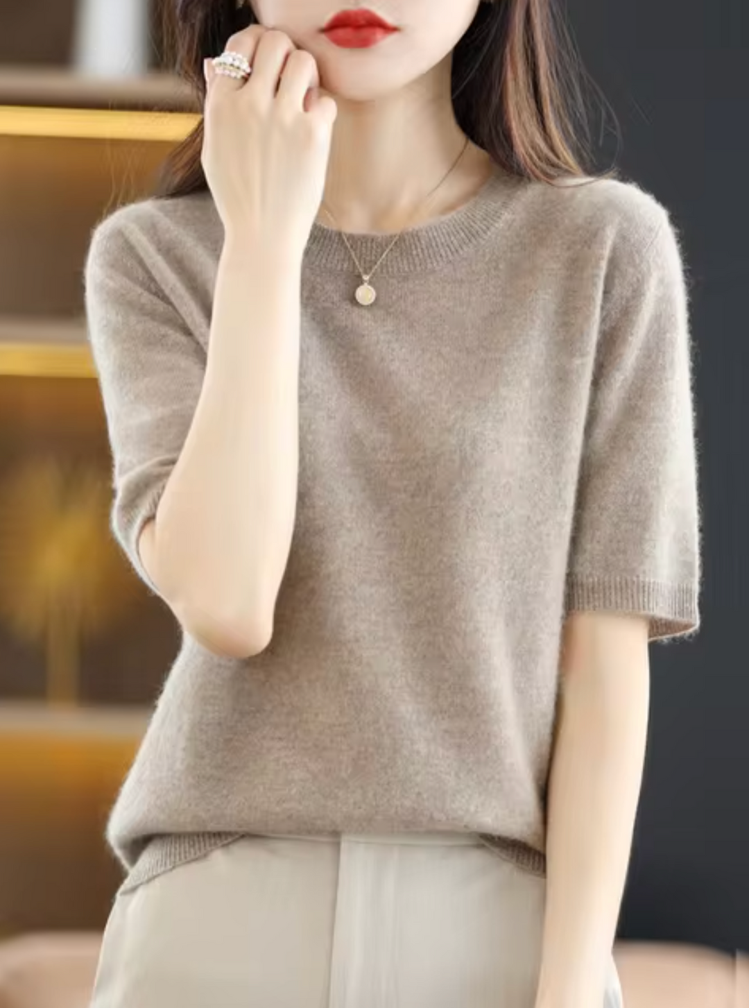 Kvinnors Kortärmad Pullover