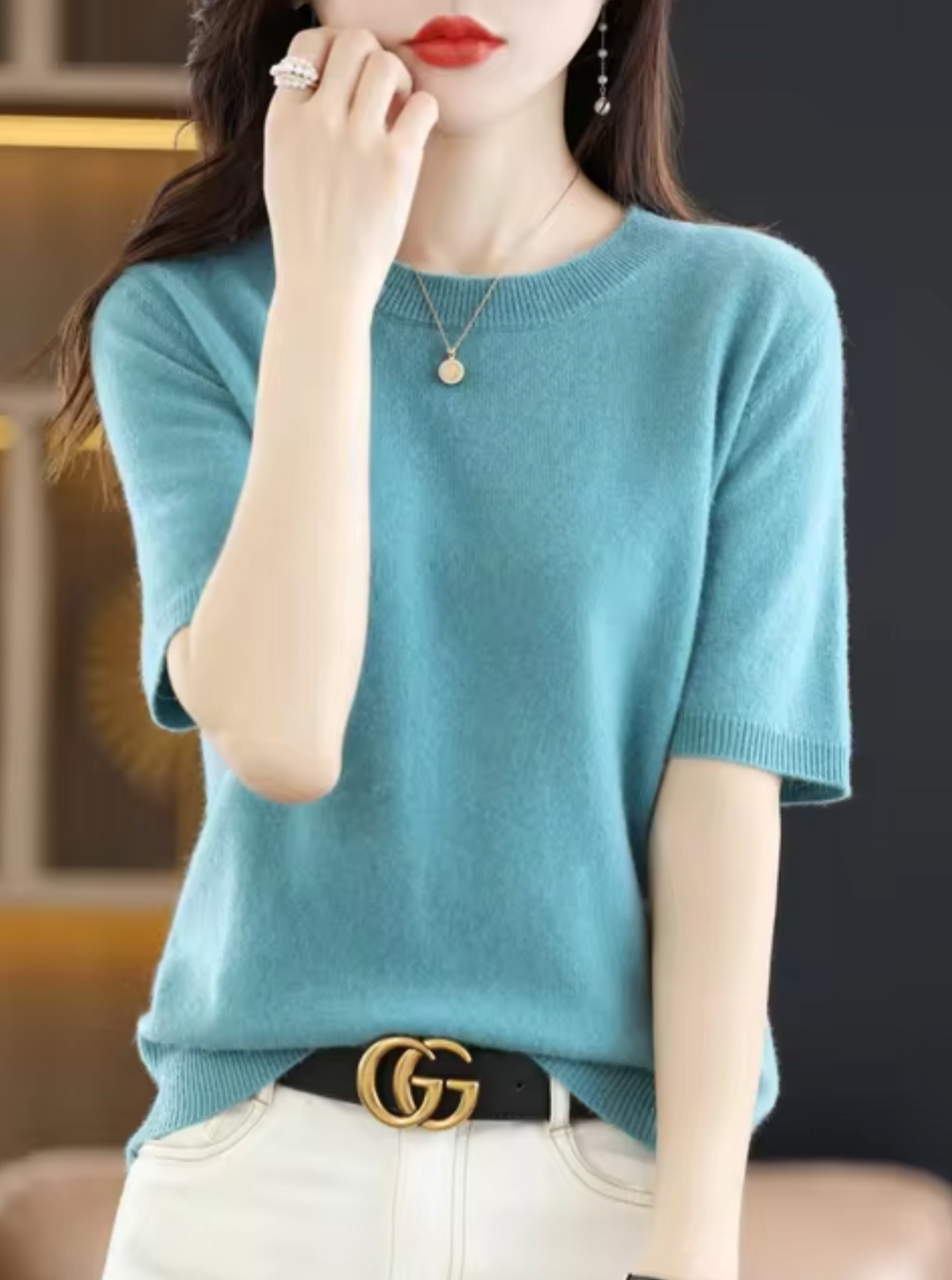 Kvinnors Kortärmad Pullover