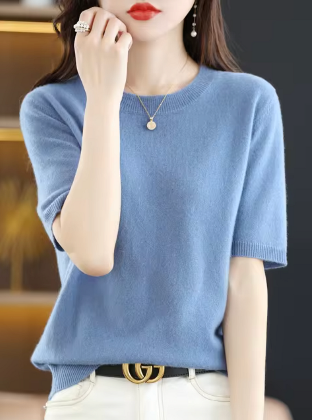 Kvinnors Kortärmad Pullover
