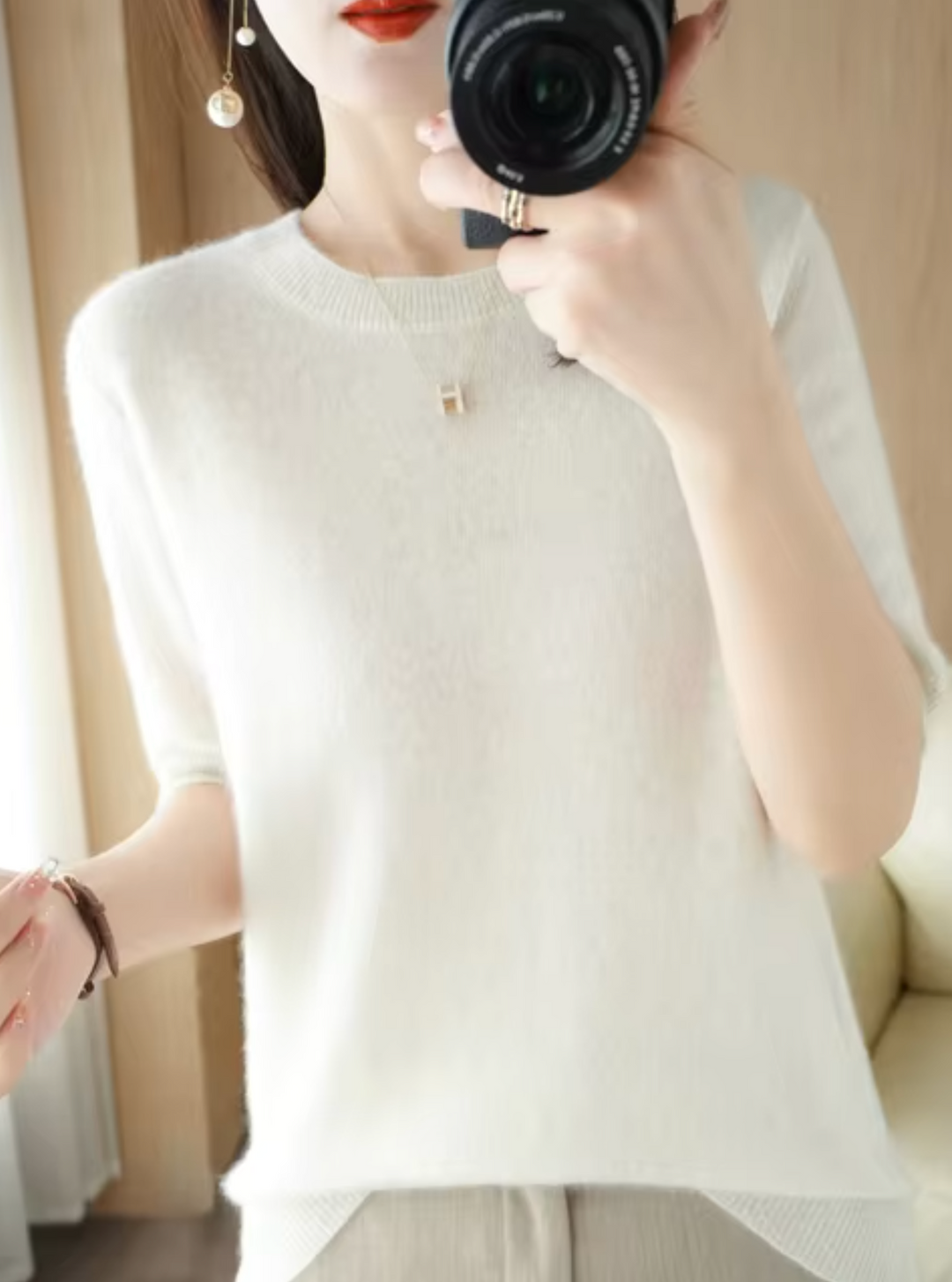 Kvinnors Kortärmad Pullover