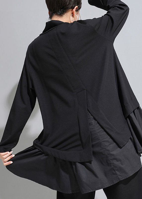 Kvinnors Långärmad Top med Asymmetrisk Design och Volanger